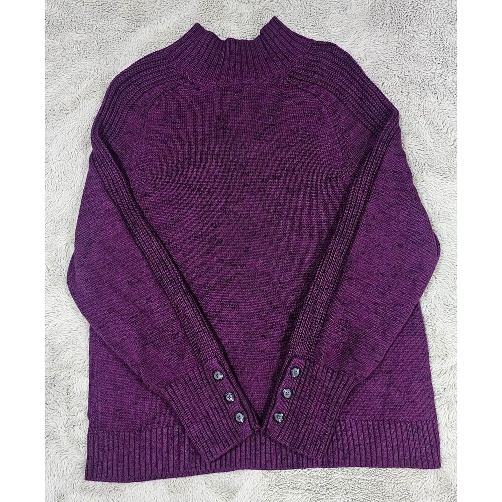 J.Jill Cotton Turtleneck Sweater, Wearever Collection Ribbed Arm & Hems Sz M New